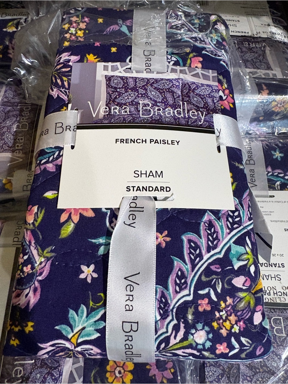 Vera Bradley French Paisley Standard Sham - Navy with Multicolor Floral NWT